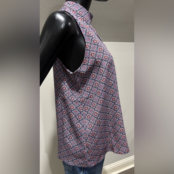 Adrienne Vittadini medallion print sleeveless halter blouse small S - Picture 5 of 9